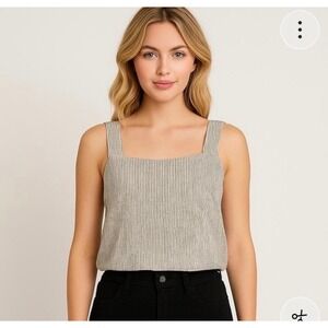 J.Crew Womens Navy White Striped Linen Cotton Tank Top CA205 Size M